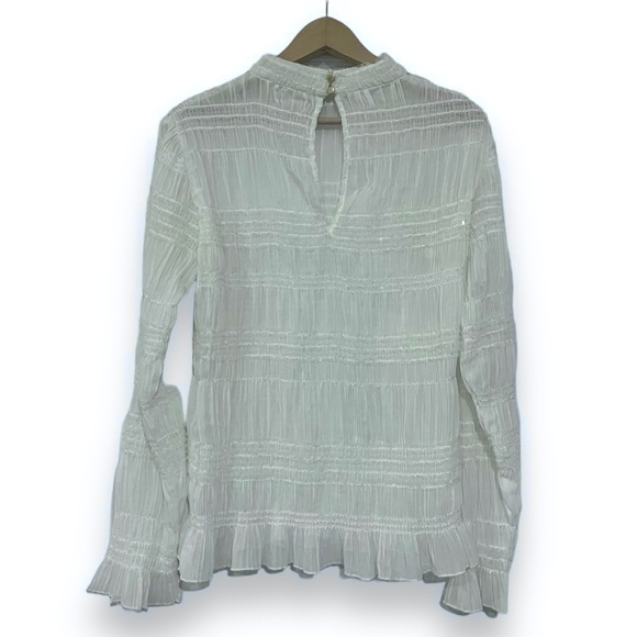 Keepsake The Label Naive High Neck Blouse in Ivory White Chiffon Sparkle - Picture 7 of 17